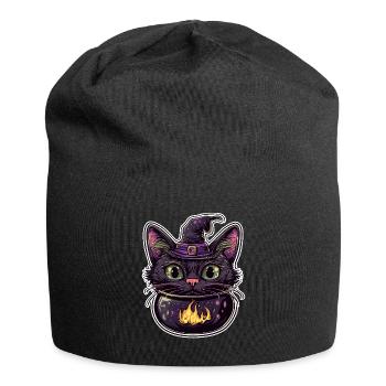 Cat Cauldron Cat Witch Halloween - Jersey Beanie - black - Front