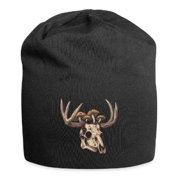 Schädel Pilze Naturmotiv - Jersey-Beanie - Schwarz - Vorne