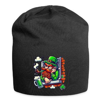 Grumpy Leprechaun Window Sticker - Jersey Beanie - black - Front