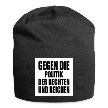 gegen die politik der rechten und reichen - Jersey-Beanie - Schwarz - Vorne
