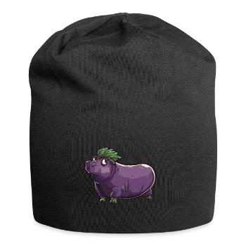 Hippopotamus Eggplant Funny Animal and Vegetable Motif - Jersey Beanie - black - Front