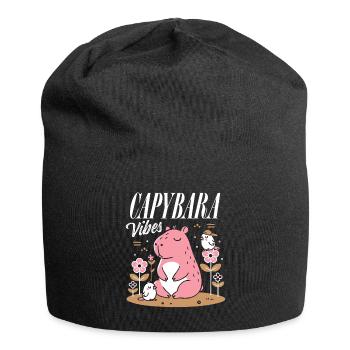 Entspannte Capybara-Vibes - Jersey-Beanie - Schwarz - Vorne