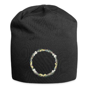 Floral Wreath, Personalizable - Jersey Beanie - black - Front