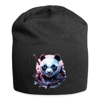 Panda ninja maléfique - Bonnet en jersey - noir - Devant