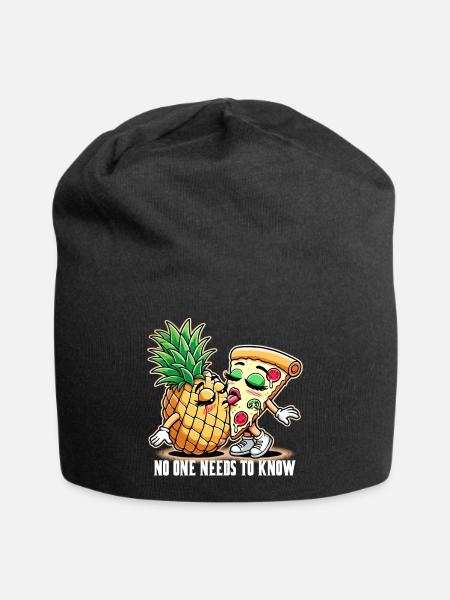 Pizza Hawaii Zungenkuss Liebe witzig Geschenk - Jersey-Beanie - Schwarz