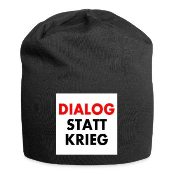 dialog statt krieg - Jersey-Beanie - Schwarz - Vorne