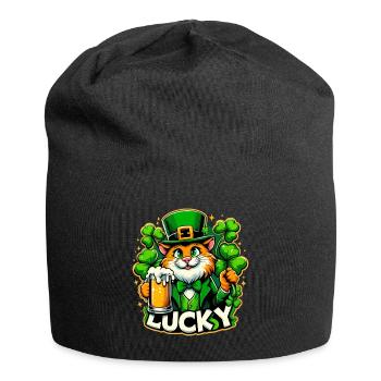 Saint-Patrick Leprechaun Cat Happy - Bonnet en jersey - noir - Devant