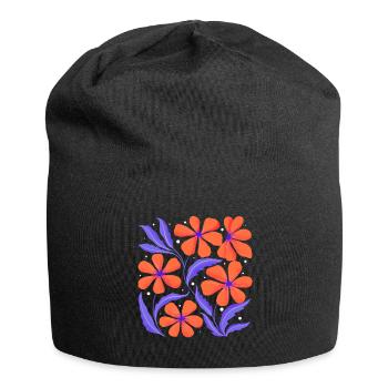Blumen Dekor. Personalisierbar - Jersey-Beanie - Schwarz - Vorne