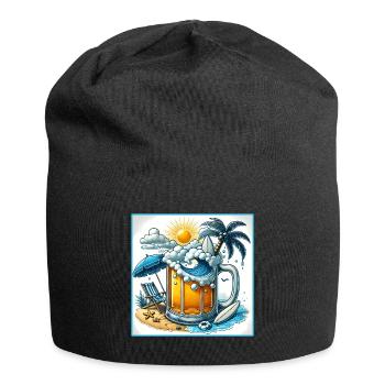 Bier & Strand – Der perfekte Urlaub - Jersey-Beanie - Schwarz - Vorne