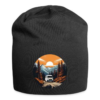 Van drives towards sunset - Jersey Beanie - black - Front