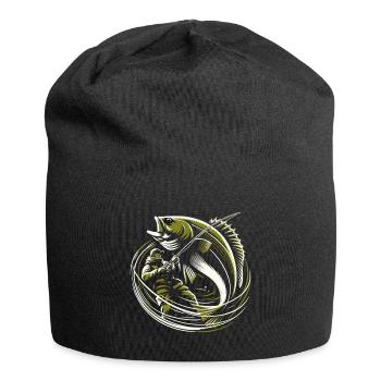 Angeln Angler Dorsch Riesenfisch olivgrün Geschenk - Jersey-Beanie - Schwarz - Vorne