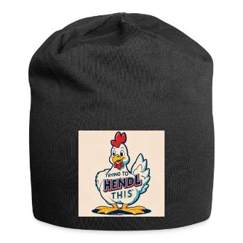 Chicken "Trying to hendl this" - Jersey Beanie - black - Front