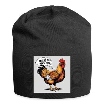 Chicken "Trying to hendl this" - Jersey Beanie - black - Front
