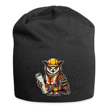 Construction Worker Owl – Clever & Crafty! - Jersey Beanie - black - Front