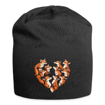 Füchse Herz Fuchs Herzform - Jersey-Beanie - Schwarz - Vorne