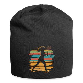 Tennis Frauen vintage Tennisspielerin Muttertag - Jersey-Beanie - Schwarz - Vorne