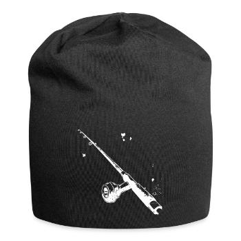 Angelrute Zeichnung - Jersey-Beanie - Schwarz - Vorne