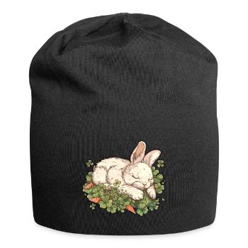 Schlafender Hase Ostern - Jersey-Beanie - Schwarz - Vorne