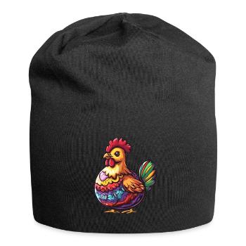 Colorful Hen Spring Motif Easter - Jersey Beanie - black - Front