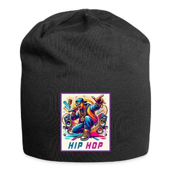 Hip-Hop Vibes – Rapper mit Mikrofon - Jersey-Beanie - Schwarz - Vorne