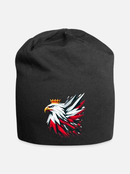 Poland Polska Eagle Flag Flag Geometry Gift - Jersey Beanie - black