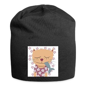 Cat Flowers Poster Spring Nursery Fish - Jersey Beanie - black - Front