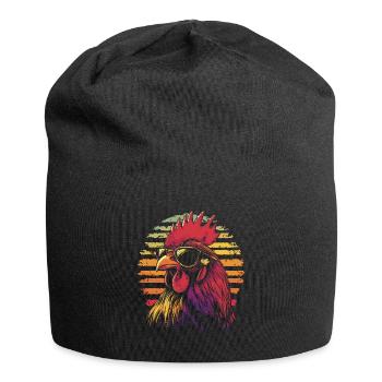 Hahn mit Sonnenbrille vintage - Jersey-Beanie - Schwarz - Vorne
