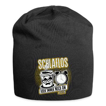 Schlaflos, aber noch am Leben. mom Life - Jersey-Beanie - Schwarz - Vorne