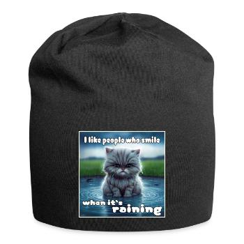 Cat in the rain - Jersey Beanie - black - Front
