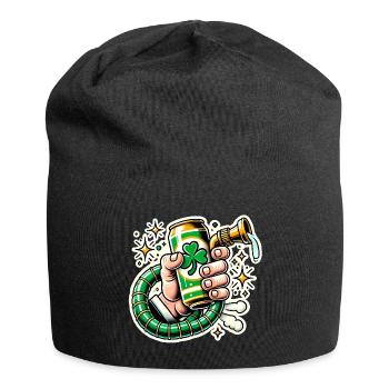 Conception amusante de canette de bière de la Saint-Patrick - Bonnet en jersey - noir - Devant
