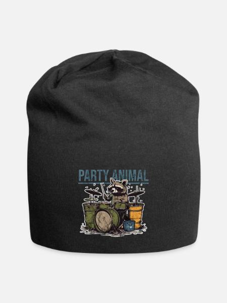 Party Tier Waschbär Schlagzeug - Jersey-Beanie - Schwarz