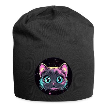 Chat néon Pop Art - Bonnet en jersey - noir - Devant