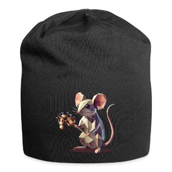 Cute Polygon Style Hobby Horse Mouse - Jersey Beanie - black - Front