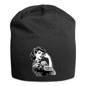 Stärke starke Frau Rockabilly Geschenk - Jersey-Beanie - Schwarz - Vorne