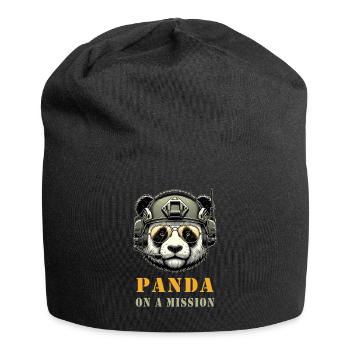 Panda in Mission / Military - Jersey Beanie - black - Front