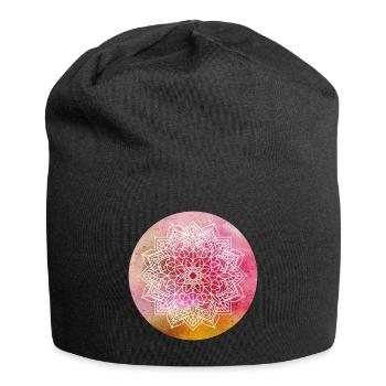 Yoga Mandala Concentration Pink Watercolor Namaste - Jersey Beanie - black - Front