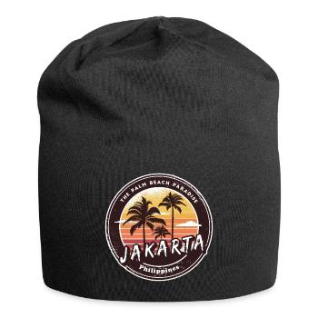 Jakarta Philippinen Strand Palmen Design - Jersey-Beanie - Schwarz - Vorne