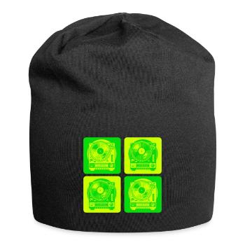 Style de platine vinyle - Bonnet en jersey - noir - Devant