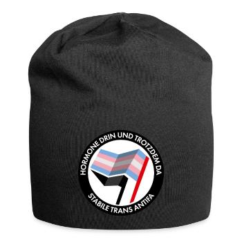 Hormone drin und trotzdm da – stabile trans Antifa - Jersey-Beanie - Schwarz - Vorne