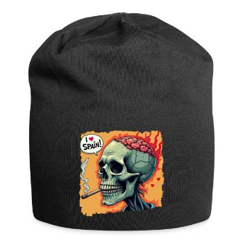 Zombie Skull – I Love Spain Design - Jersey Beanie - black - Front