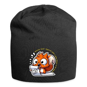 Anxious Squirrel with To-Do List - Jersey Beanie - black - Front