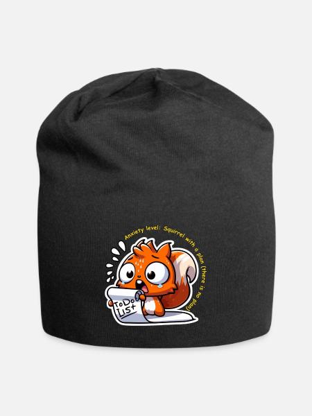 Écureuil anxieux avec une liste de choses à faire - Bonnet en jersey - noir