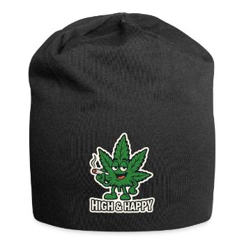 Leafy High & Happy Cartoon - Jersey Beanie - black - Front