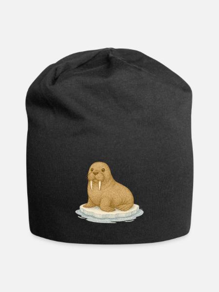 Nordische Arktis - Walross - Jersey-Beanie - Schwarz