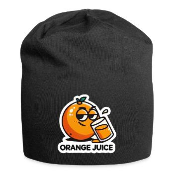 "Orangensaft" Fun Cartoon Zitrusgetränk - Jersey-Beanie - Schwarz - Vorne