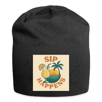 Sip Happens - Jersey-Beanie - Schwarz - Vorne