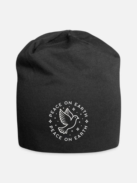 Friede auf Erden, Taube des Friedens - Jersey-Beanie - Schwarz