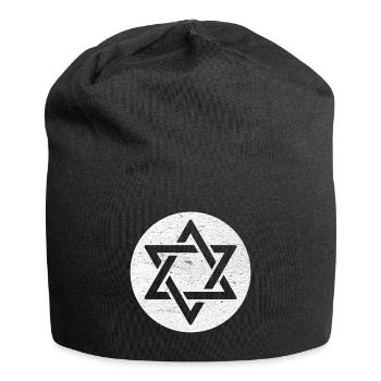 Étoile de David en cercle blanc - Bonnet en jersey - noir - Devant