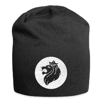Lion of Judah Head in White Circle, Judaism - Jersey Beanie - black - Front