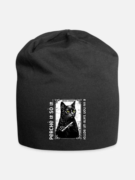 Je sais que moi et vous ne sommes pas un chat ! - Bonnet en jersey - noir